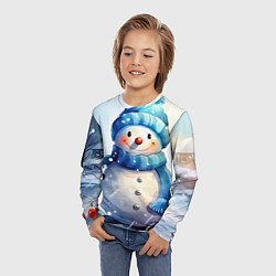 Лонгслив детский Большой снеговик, цвет: 3D-принт — фото 2