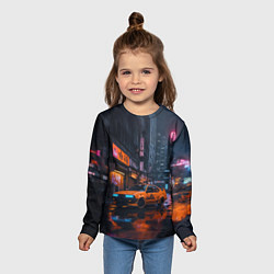 Лонгслив детский Оранжевый автомобиль, цвет: 3D-принт — фото 2