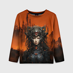 Детский лонгслив Девушка и оранжевый город