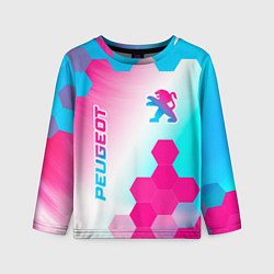 Лонгслив детский Peugeot neon gradient style вертикально, цвет: 3D-принт