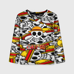 Лонгслив детский One Piece logo pattern pirat, цвет: 3D-принт