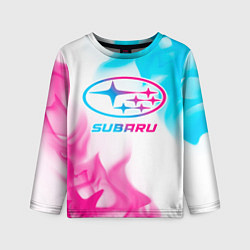 Лонгслив детский Subaru neon gradient style, цвет: 3D-принт