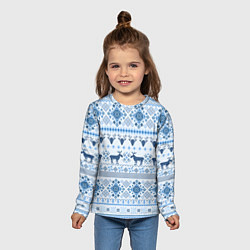Лонгслив детский Blue sweater with reindeer, цвет: 3D-принт — фото 2