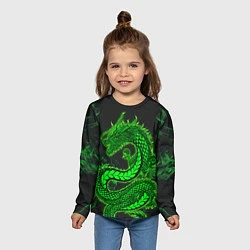 Лонгслив детский Зеленый дракон с эффектом свечения, цвет: 3D-принт — фото 2