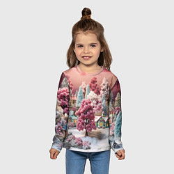 Лонгслив детский Зимний закат новый год, цвет: 3D-принт — фото 2