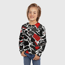 Лонгслив детский Кляксы чёрные и красные, цвет: 3D-принт — фото 2