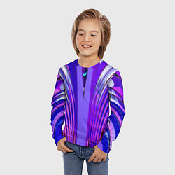 Лонгслив детский Фиолетовые линии и полосы, цвет: 3D-принт — фото 2