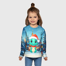 Лонгслив детский Маленький дракон зимнего чуда 2024, цвет: 3D-принт — фото 2