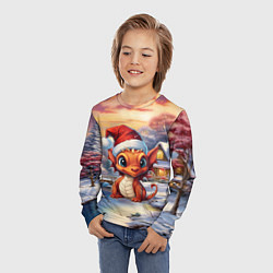 Лонгслив детский Дракон снегозавр, цвет: 3D-принт — фото 2