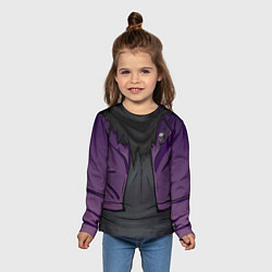 Лонгслив детский Фиолетовая косуха лича с черепами, цвет: 3D-принт — фото 2