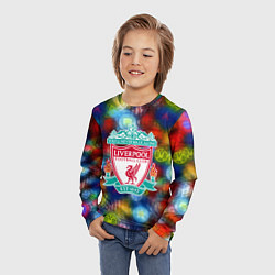 Лонгслив детский Liverpool все logo неон, цвет: 3D-принт — фото 2