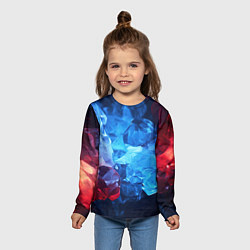 Лонгслив детский Синяя ледяная абстракция с красным, цвет: 3D-принт — фото 2