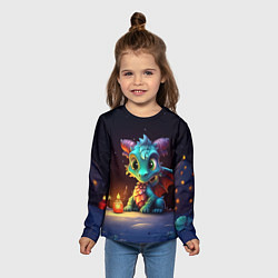Лонгслив детский Новогодний волшебный дракон, цвет: 3D-принт — фото 2