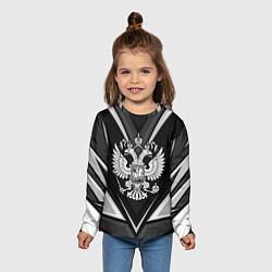 Лонгслив детский Герб России- черно-белый, цвет: 3D-принт — фото 2