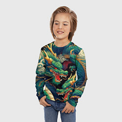 Лонгслив детский Два Японских дракона - ирезуми, цвет: 3D-принт — фото 2