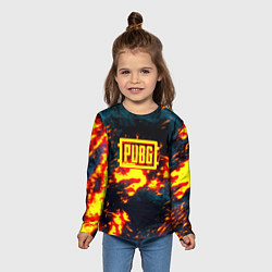 Лонгслив детский PUBG огненое лого, цвет: 3D-принт — фото 2