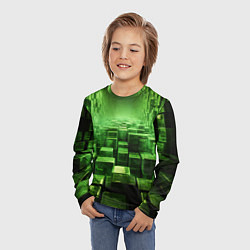 Лонгслив детский Зеленые квадраты в лабиринте, цвет: 3D-принт — фото 2
