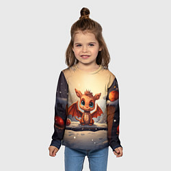 Лонгслив детский Тайный повелитель елок дракон, цвет: 3D-принт — фото 2