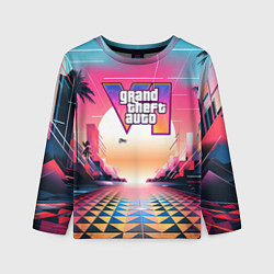 Лонгслив детский GTA 6 retro abstract logo, цвет: 3D-принт