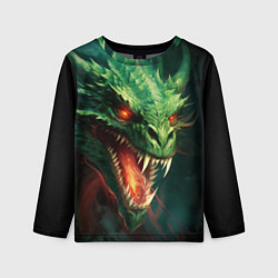 Лонгслив детский Древний злой зеленый дракон, цвет: 3D-принт