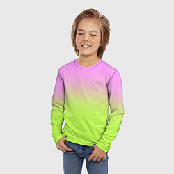 Лонгслив детский Розовый и ярко-зеленый градиент, цвет: 3D-принт — фото 2