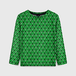 Лонгслив детский Зелёные и чёрные треугольники, цвет: 3D-принт