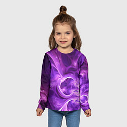 Лонгслив детский Фиолетовая фрактальная абстракция, цвет: 3D-принт — фото 2