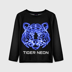 Лонгслив детский Tiger neon art, цвет: 3D-принт