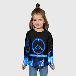 Лонгслив детский Mercedes-benz blue neon, цвет: 3D-принт — фото 2