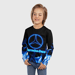 Лонгслив детский Mercedes-benz blue neon, цвет: 3D-принт — фото 2