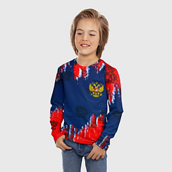 Лонгслив детский Россия спорт краски текстура, цвет: 3D-принт — фото 2