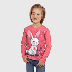 Лонгслив детский Зайчик с цветочками и сердечками, цвет: 3D-принт — фото 2