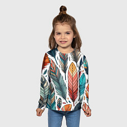 Лонгслив детский Композиция из перьев, цвет: 3D-принт — фото 2
