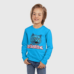 Лонгслив детский Roblox синий кот, цвет: 3D-принт — фото 2