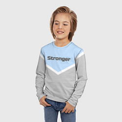 Лонгслив детский Stronger серо-голубой, цвет: 3D-принт — фото 2