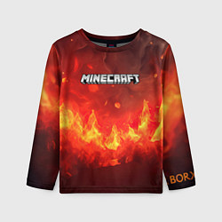 Лонгслив детский Minecraft logo fire, цвет: 3D-принт