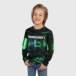 Лонгслив детский Minecraft logo зеленый мир, цвет: 3D-принт — фото 2