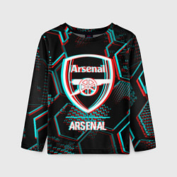 Лонгслив детский Arsenal FC в стиле glitch на темном фоне, цвет: 3D-принт