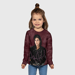 Лонгслив детский Michael Jackson на бордовом фоне, цвет: 3D-принт — фото 2