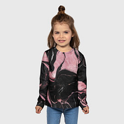 Лонгслив детский Черно-розовый мрамор, цвет: 3D-принт — фото 2