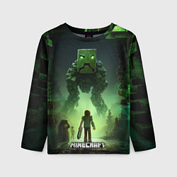 Детский лонгслив Minecraft зеленый монстр с яркими глазами