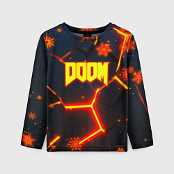Лонгслив детский Doom плиты лого в огне, цвет: 3D-принт