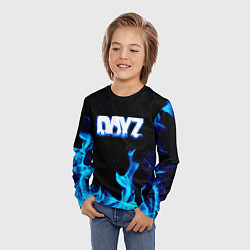 Лонгслив детский Dayz синий огонь лого, цвет: 3D-принт — фото 2