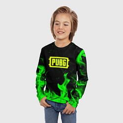 Лонгслив детский PUBG кислотное лого огненный стиль, цвет: 3D-принт — фото 2