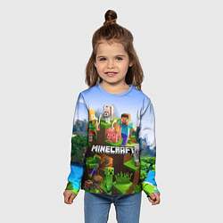 Лонгслив детский Minecraft pixel world, цвет: 3D-принт — фото 2