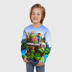 Лонгслив детский Minecraft pixel world, цвет: 3D-принт — фото 2