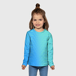 Лонгслив детский Голубые градиентные линии, цвет: 3D-принт — фото 2