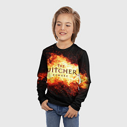 Лонгслив детский The Witcher Remake в пламени огня, цвет: 3D-принт — фото 2