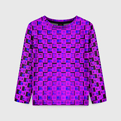 Лонгслив детский Фиолетовые квадраты на чёрном фоне, цвет: 3D-принт