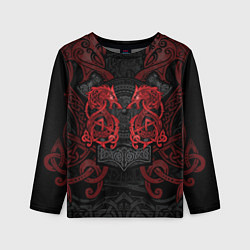 Лонгслив детский Кельтские узоры - волки и топоры, цвет: 3D-принт